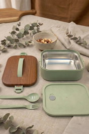 Hermia Caja de almuerzo de acero inoxidable Verde 650 ml